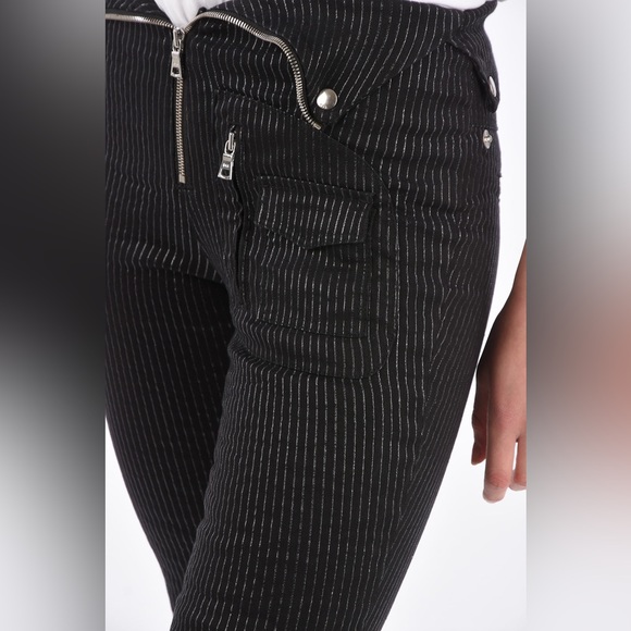 RTA SLIM FIT PINSTRIPE PANTS WITH ANKLE ZIP IN BLACK - Picture 4 of 11